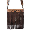American Darling Hand-Tooled Hair-On Genuine Leather Crossbody Bag