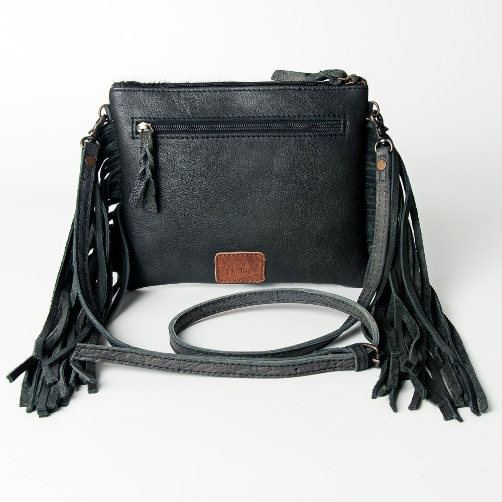 American Darling Western Small Crossbody Bag – Genuine Hair-On Cowhide Leather with Fringes, Adjustable Strap, Handcrafted in Texas