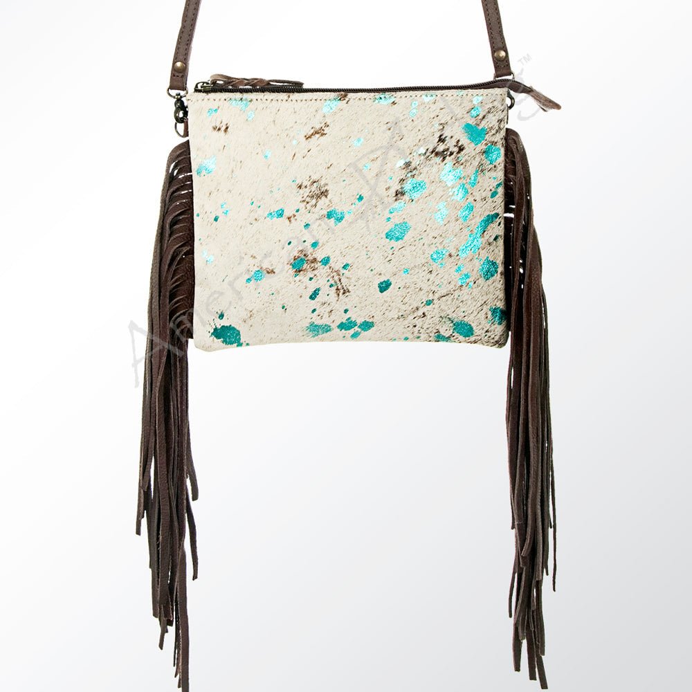 American Darling Western Small Crossbody Bag – Genuine Hair-On Cowhide Leather with Fringes, Adjustable Strap, Handcrafted in Texas