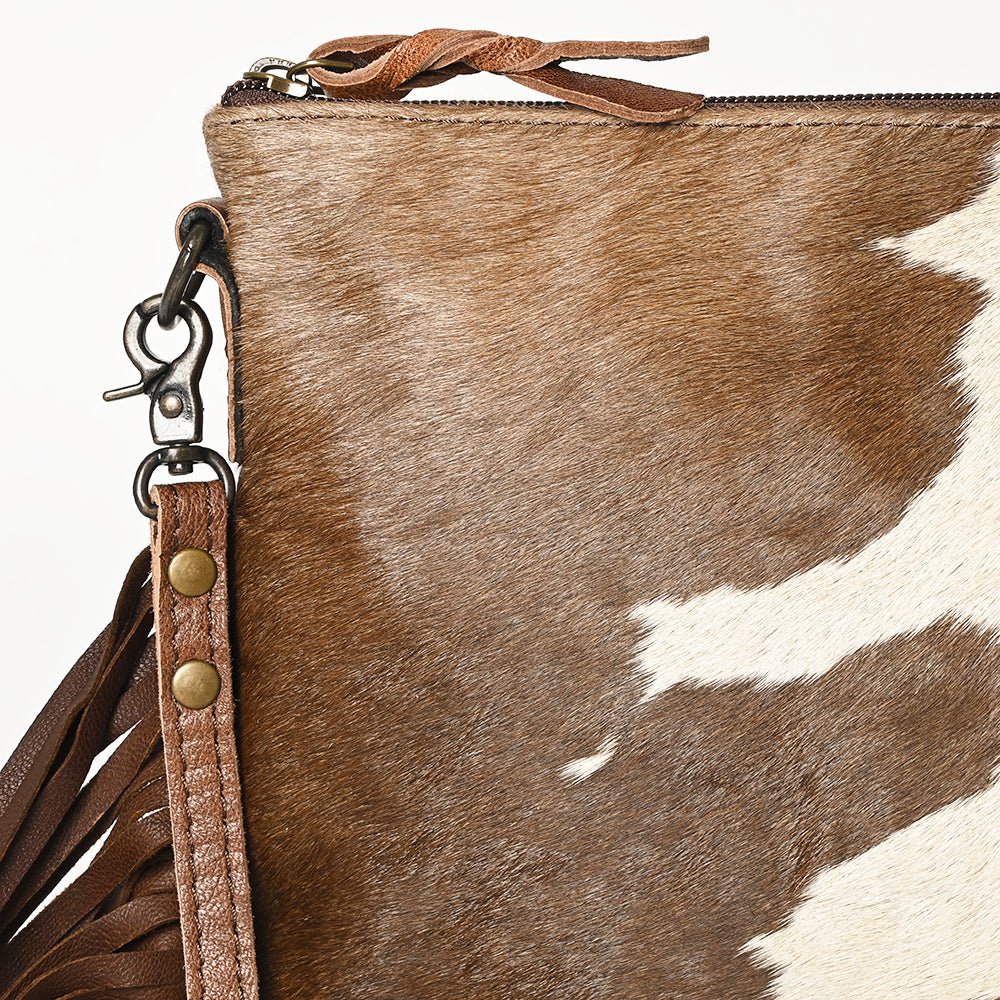 American Darling Western Small Crossbody Bag – Genuine Hair-On Cowhide Leather with Fringes, Adjustable Strap, Handcrafted in Texas