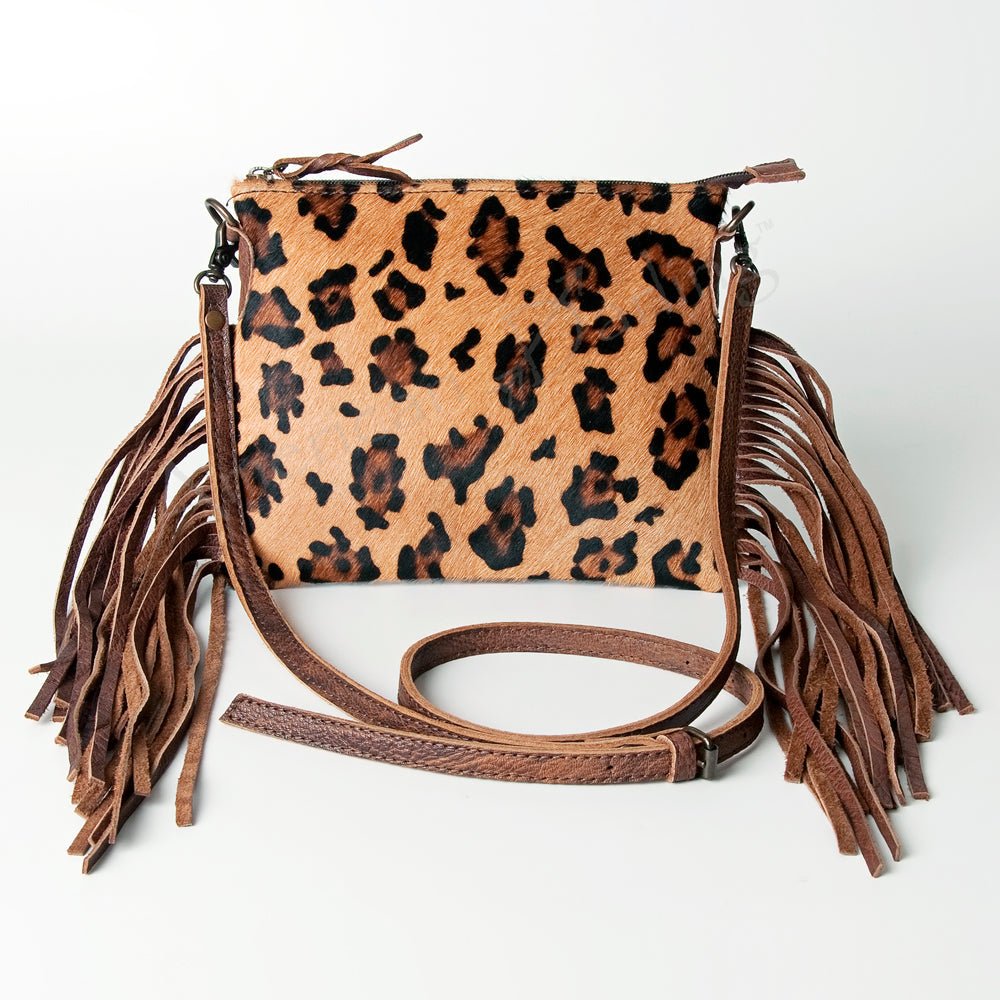 American Darling Western Small Crossbody Bag – Genuine Hair-On Cowhide Leather with Fringes, Adjustable Strap, Handcrafted in Texas