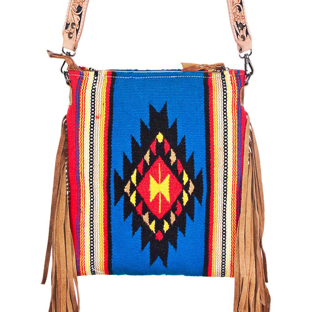 American Darling Crossbody Hand Tooled Saddle Blanket Genuine Leather