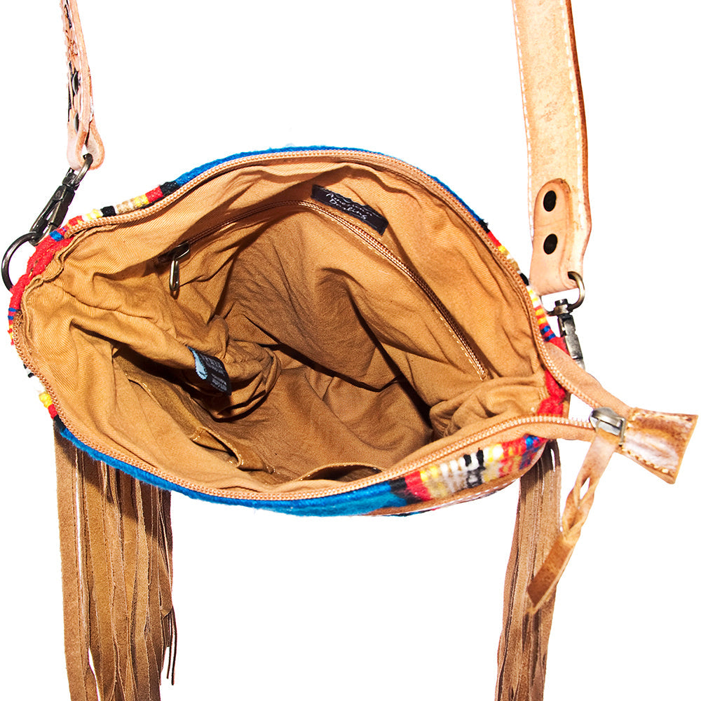 American Darling Crossbody Hand Tooled Saddle Blanket Genuine Leather