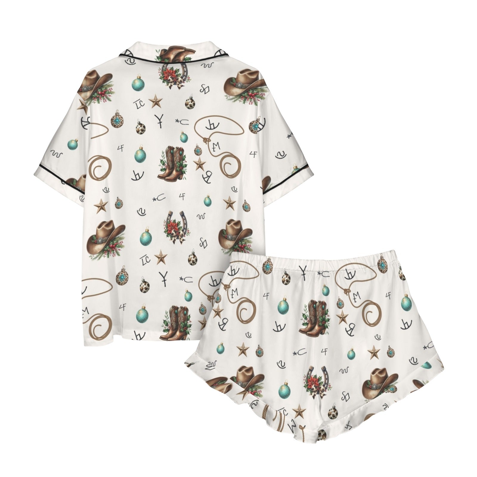 Baha Ranch Boots and Brands Western Cowgirl Cowboy Satin Short Pajama Sets by Baha Ranch Western Wear - product image 5
