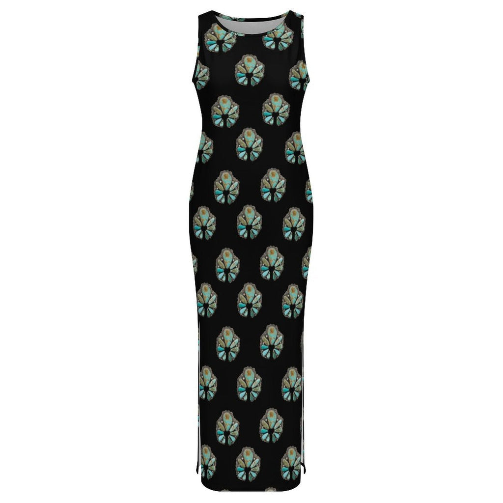 Baha Ranch Turquoise Naja Sleeveless Bodycon Side Slit Maxi Dress by Baha Ranch Western Wear - product image 6