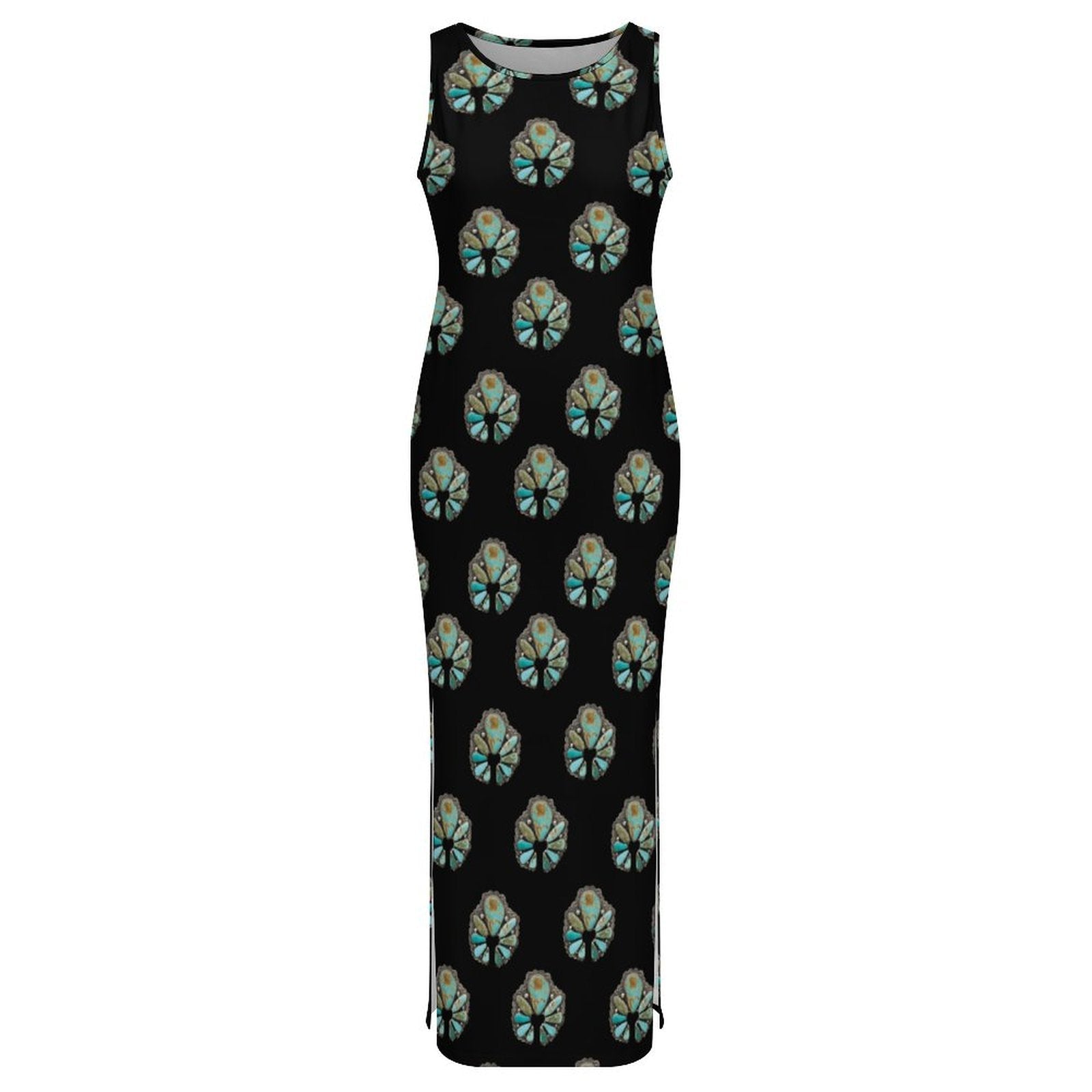 Baha Ranch Turquoise Naja Sleeveless Bodycon Side Slit Maxi Dress by Baha Ranch Western Wear - product image 6