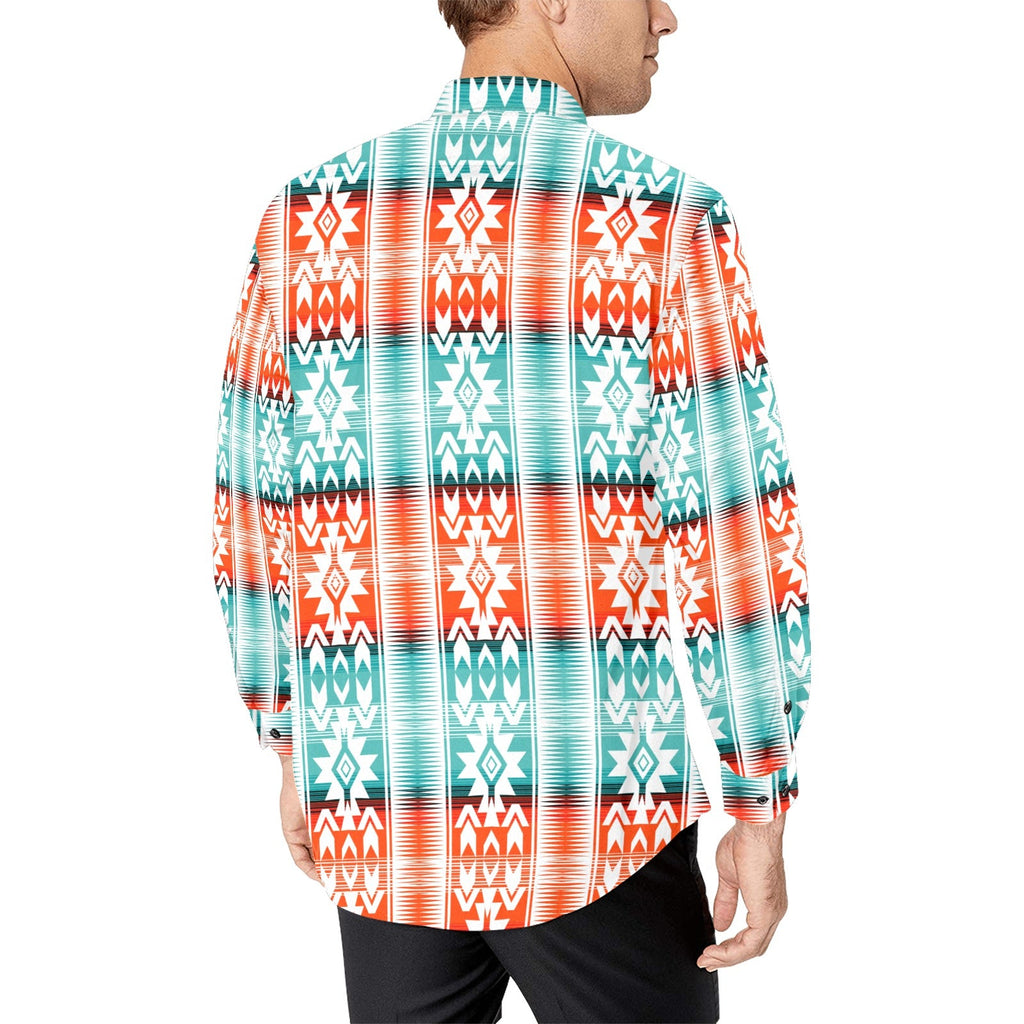 Baha Ranch Turquoise Orange Aztec Unisex Western Button UP Shirt by Baha Ranch Western Wear - product image 5