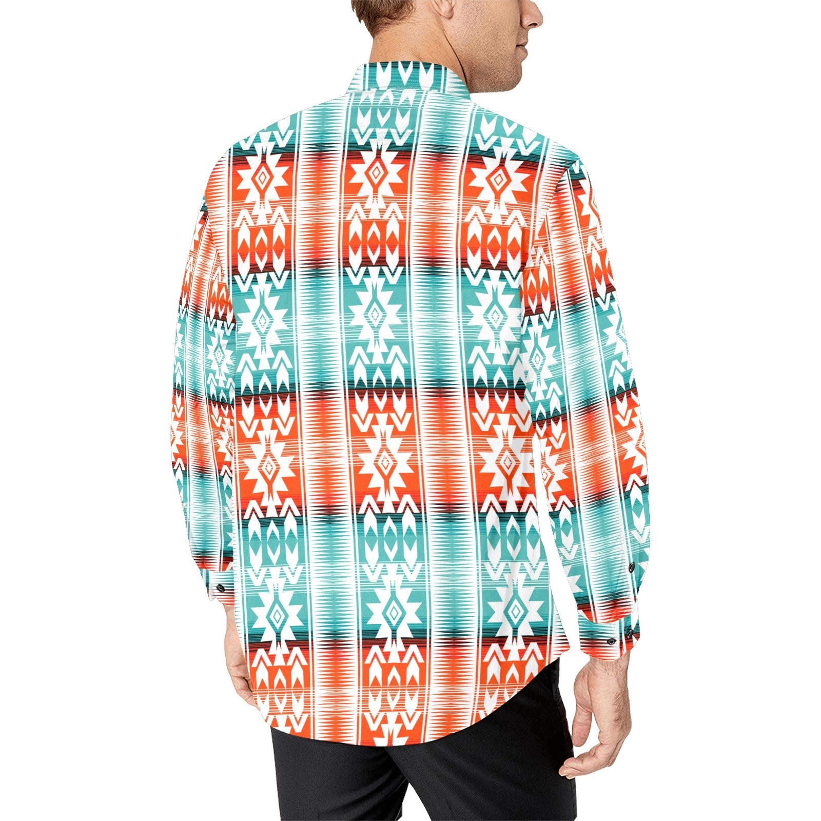 Baha Ranch Turquoise Orange Aztec Unisex Western Button UP Shirt by Baha Ranch Western Wear - product image 5
