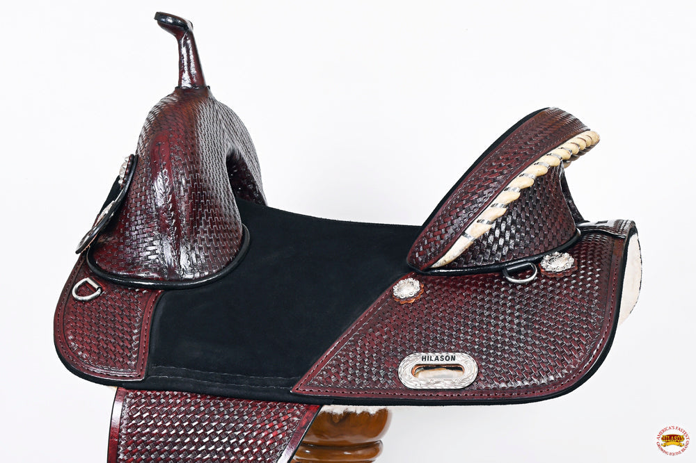Western Horse Saddle Hilason Treeless Genuine American Leather Trail Tack