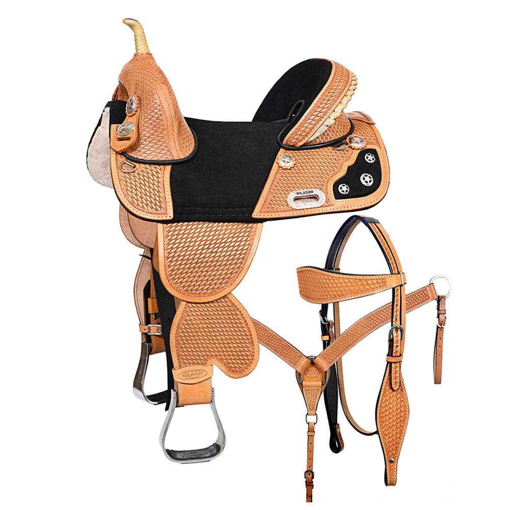 HILASON Western Horse Saddle Treeless American Leather Trail Barrel Tack | for Horses