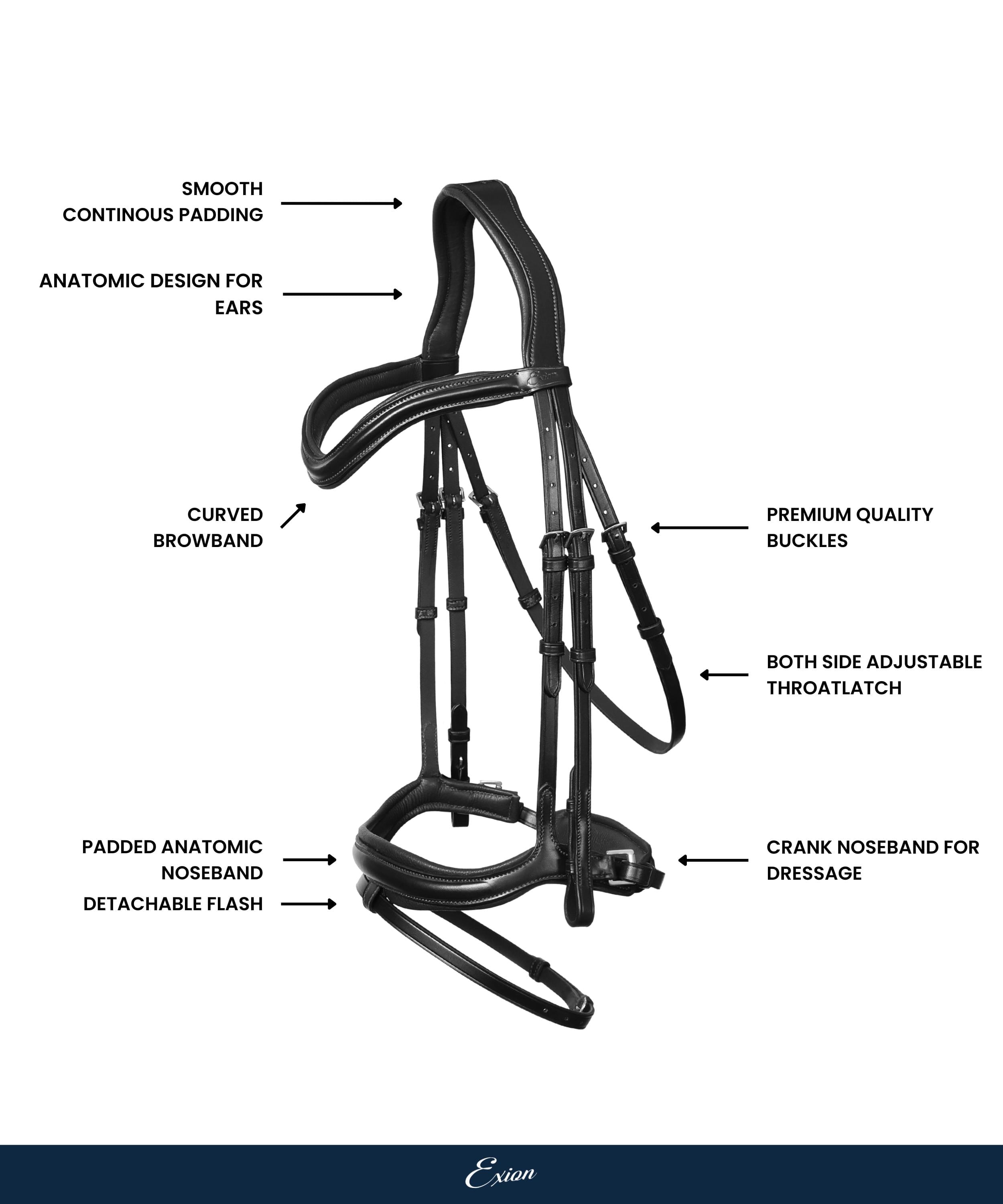 ExionPro 'Ursa' Anatomic Dressage Bridle with Reins by Bridles & Reins - alternate view 3
