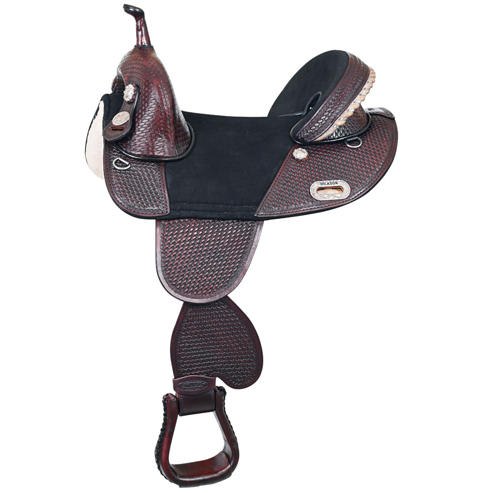 HILASON Western Horse Treeless Trail Barrel American Leather Saddle Tack | for Horses