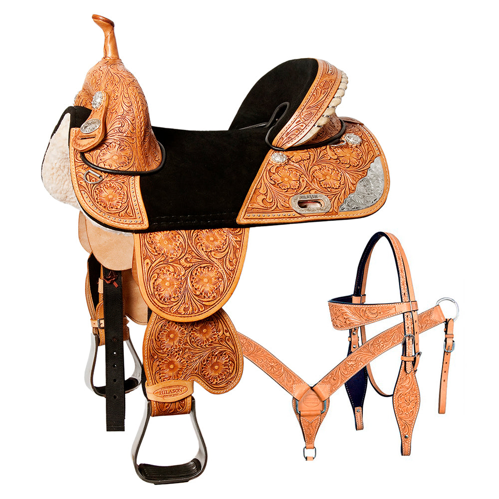 HILASON Western Horse Saddle Treeless American Leather Trail Barrel Tack | for Horses