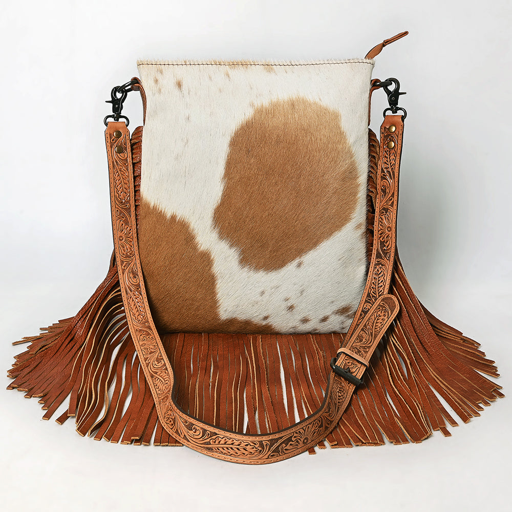 American Darling Messenger Hand Tooled Hair On Genuine Leather Western Women Bag Handbag Purse | Cute