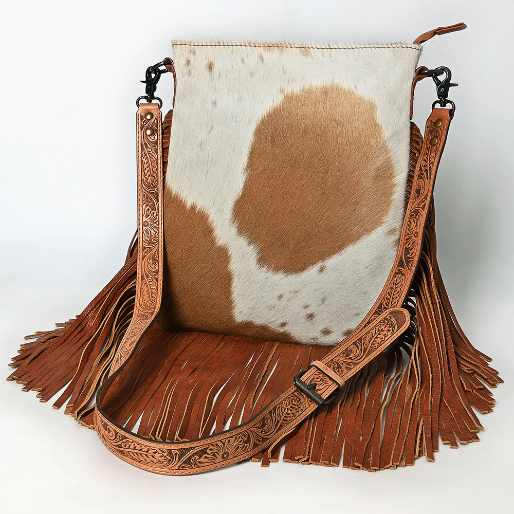 American Darling Messenger Hand Tooled Hair On Genuine Leather Western Women Bag Handbag Purse | Cute