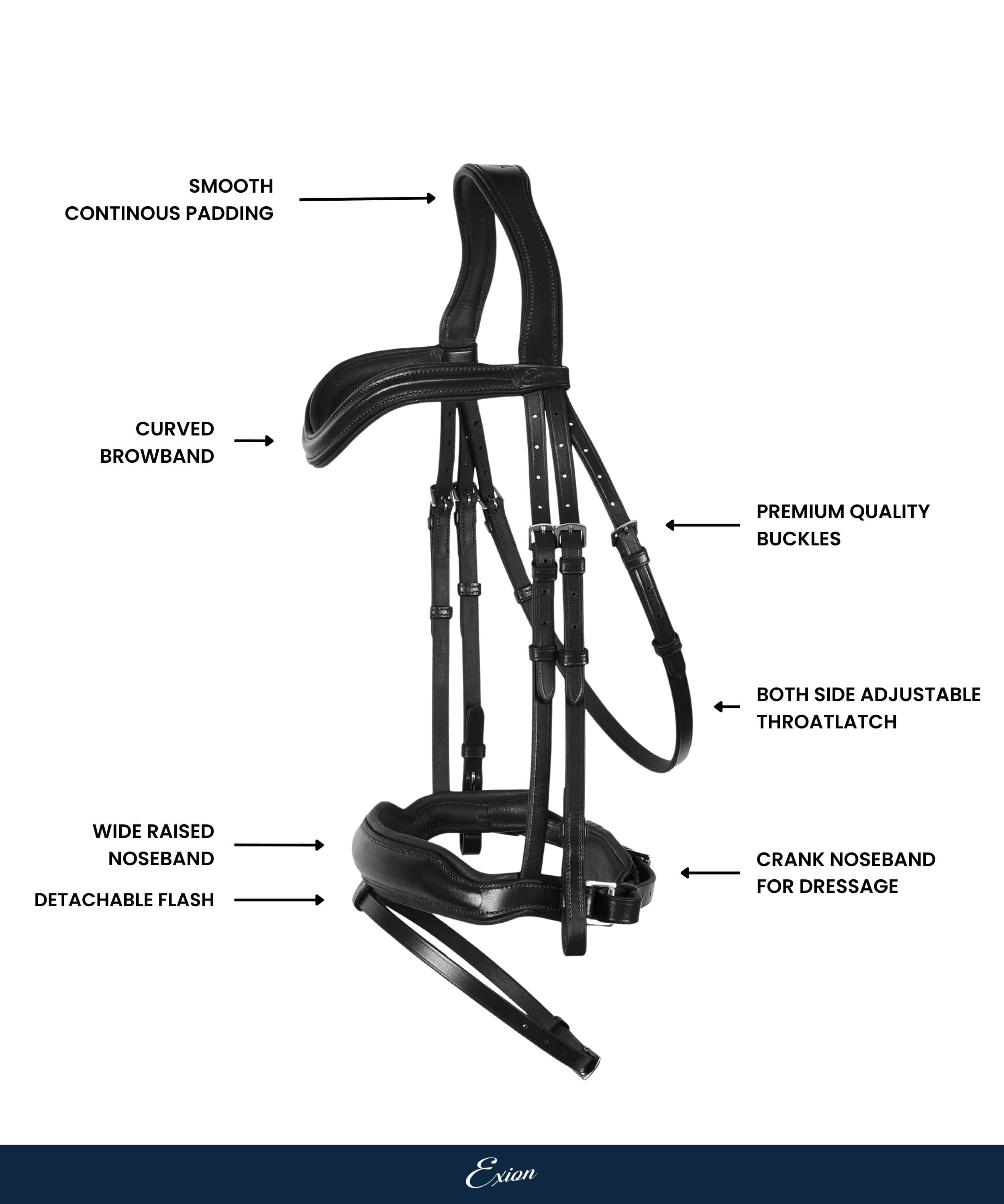 ExionPro 'Leo' Classic Dressage Bridle with Reins by Bridles & Reins - alternate view 3