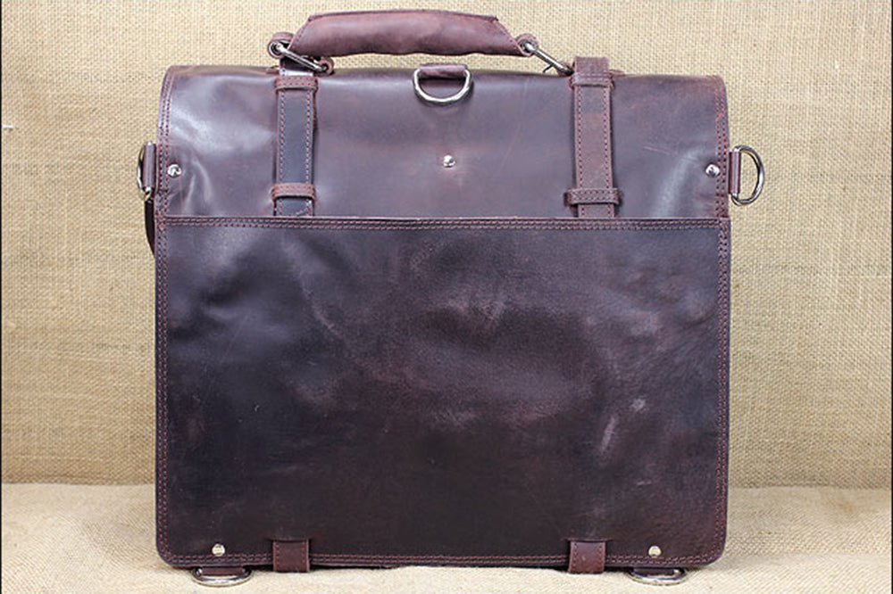 Handmade Buffalo Leather Briefcase Backpack For Laptop Work Travel Durable Build