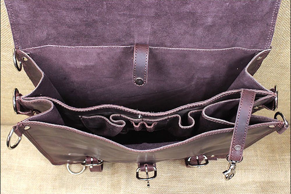 Handmade Buffalo Leather Briefcase Backpack For Laptop Work Travel Durable Build