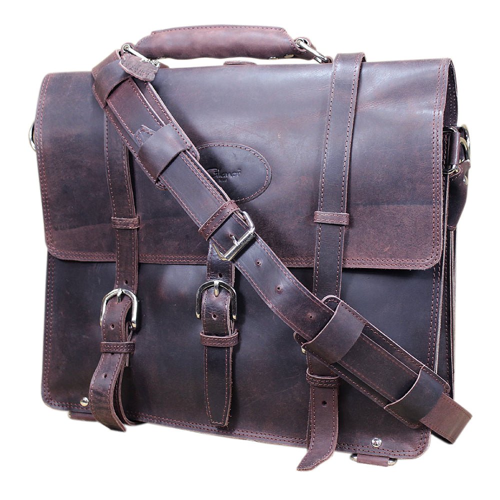 Handmade Buffalo Leather Briefcase Backpack For Laptop Work Travel Durable Build