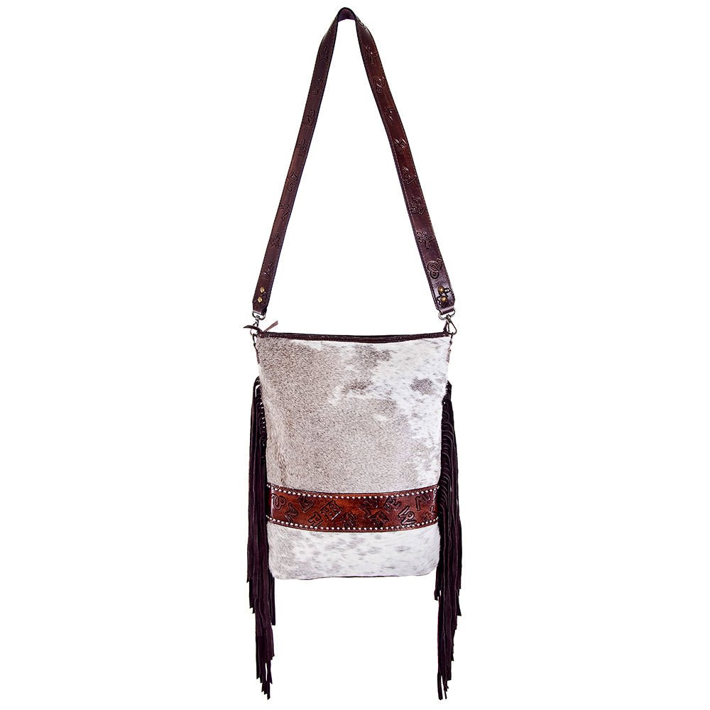 American Darling Messenger Hand Tooled Hair-On Genuine Leather