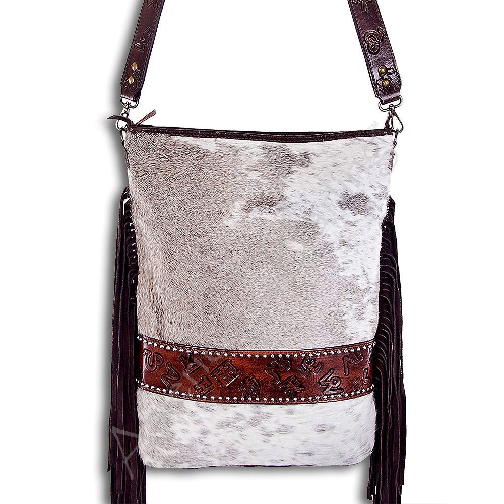 American Darling Messenger Hand Tooled Hair-On Genuine Leather