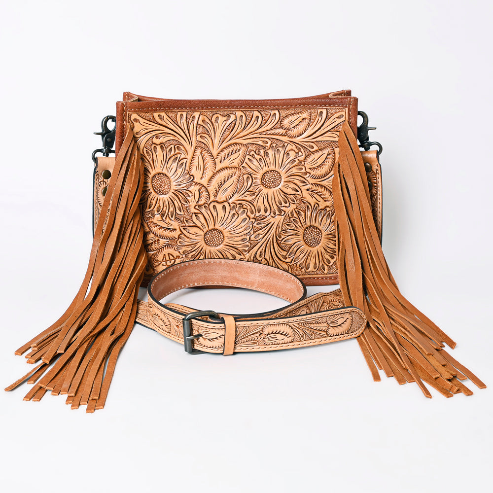 American Darling Hand-Tooled Leather Messenger Bag