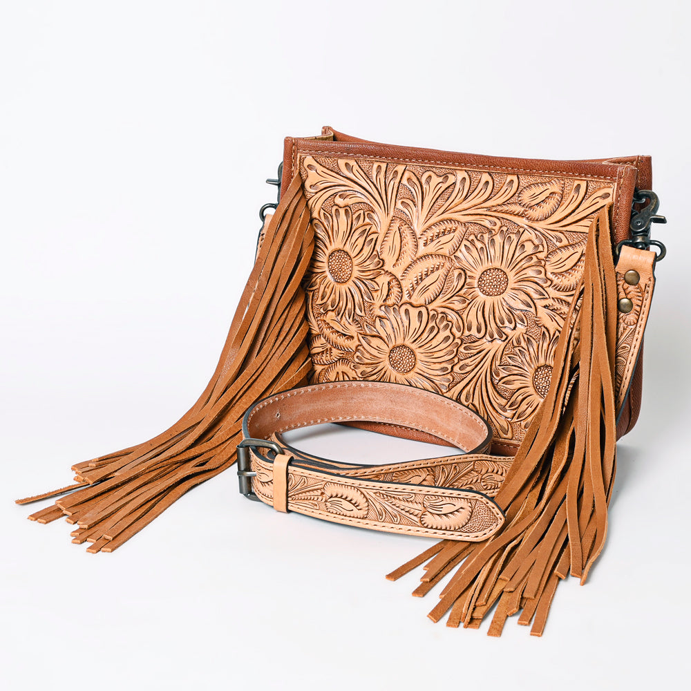 American Darling Hand-Tooled Leather Messenger Bag