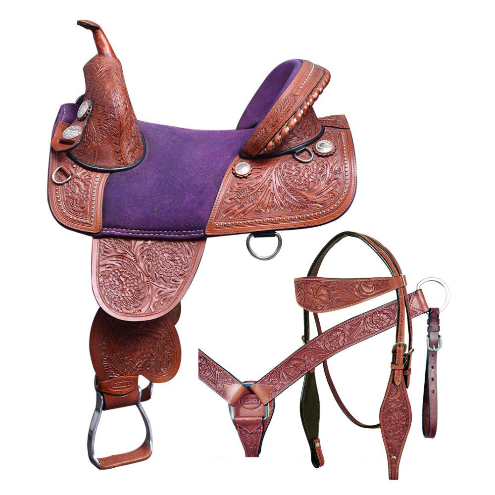 HILASON Horse Saddle American Leather Trail Barrel Racing | Western Treeless for Horses