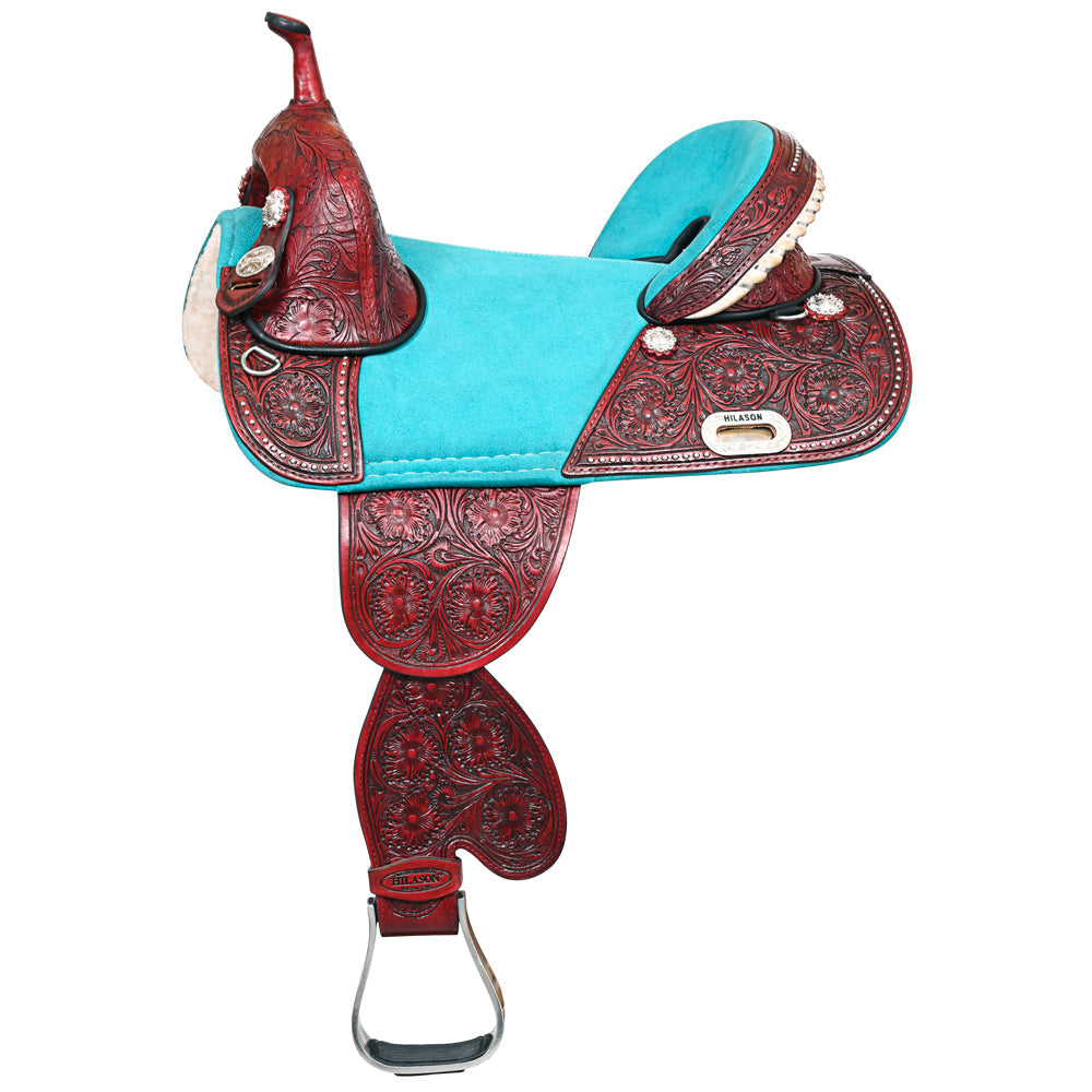 HILASON Western Horse Treeless American Lather Trail Barrel Saddle | for Horses Leather