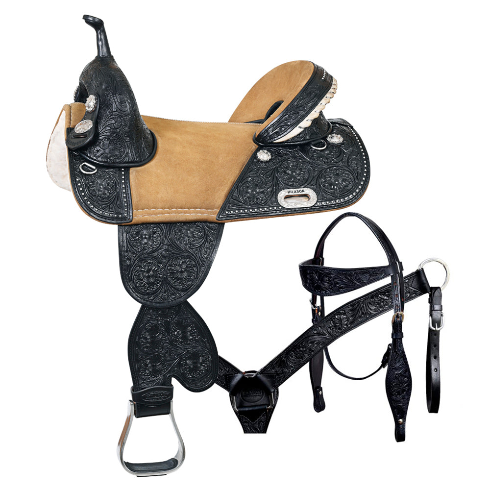 HILASON Western Horse Saddle Treeless American Leather Trail Barrel | for Horses