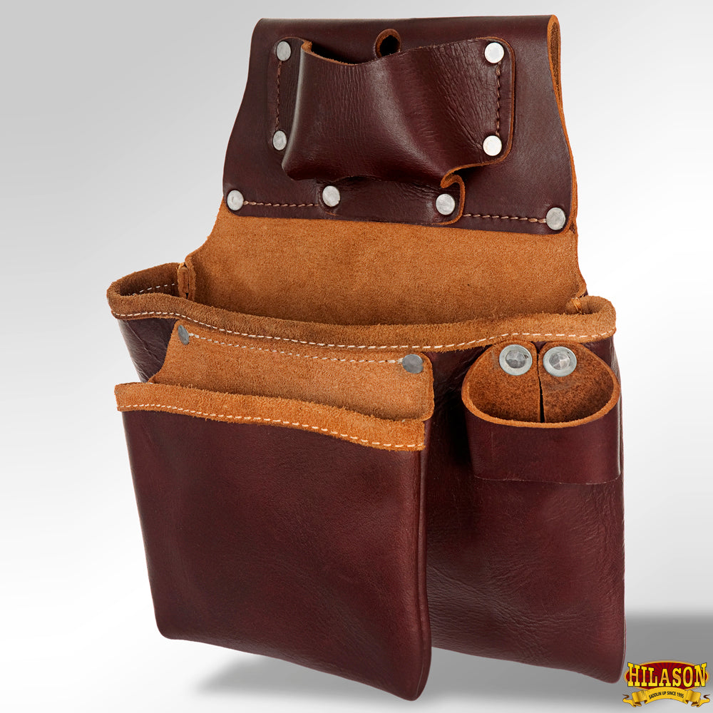 HILASON Leather Tool Bag Construction Handyman Farmers Organizer Storage Bags For Men Electrician Tools Home & Wood Work