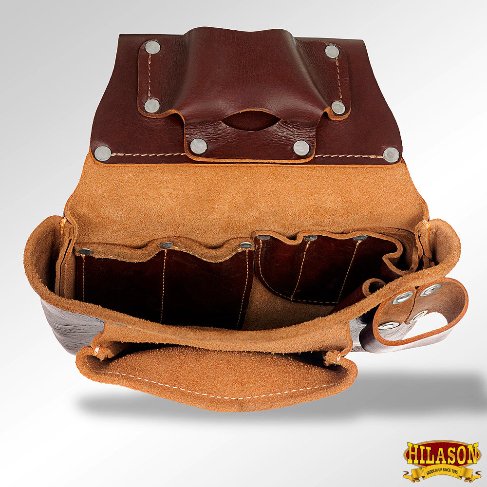 HILASON Leather Tool Bag Construction Handyman Farmers Organizer Storage Bags For Men Electrician Tools Home & Wood Work