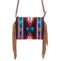 American Darling Cross body Bag Handcrafted from Hand Woven Saddle Blanket & Genuine Leather with Fringes and YKK Zipper