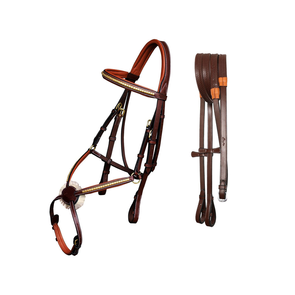 ExionPro SS / Brass Clincher Figure 8 Bridle with Rubber Reins by Bridles & Reins