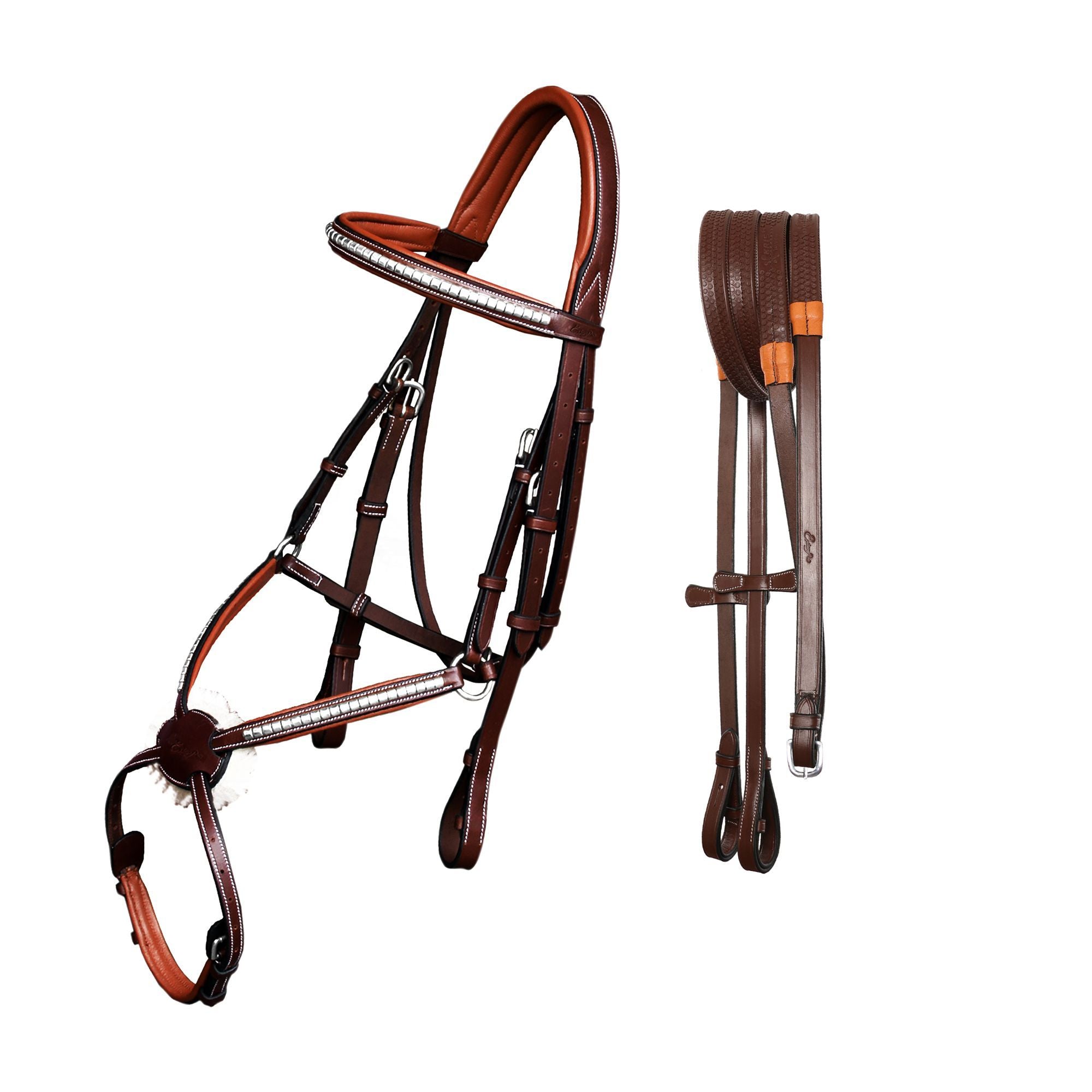 ExionPro SS / Brass Clincher Figure 8 Bridle with Rubber Reins by Bridles & Reins - alternate view 3