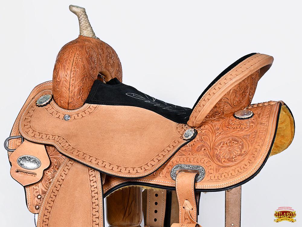Hilason Tan Leather Western Barrel Racing Saddle