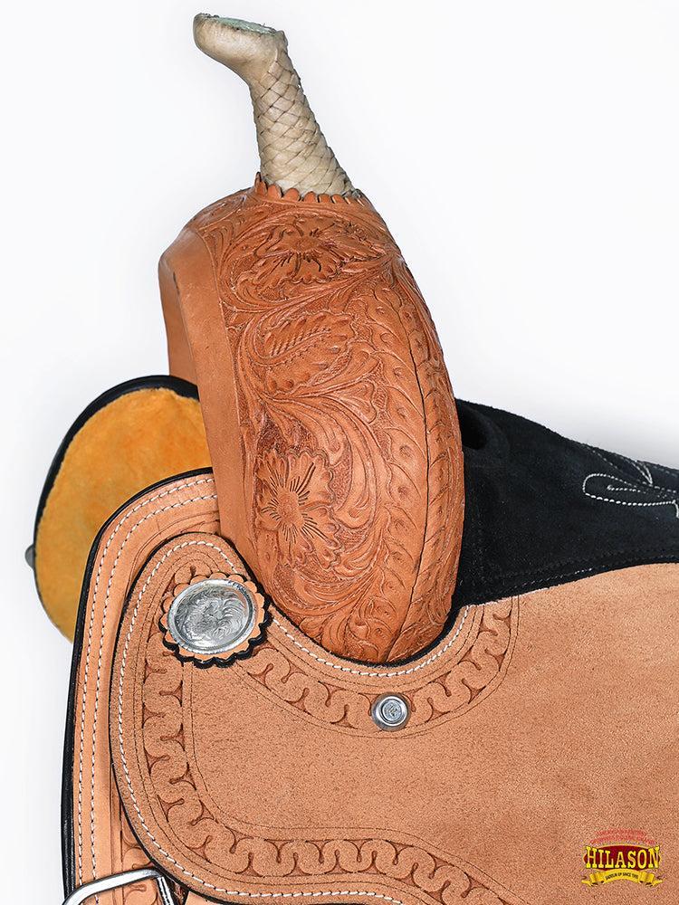 Hilason Tan Leather Western Barrel Racing Saddle