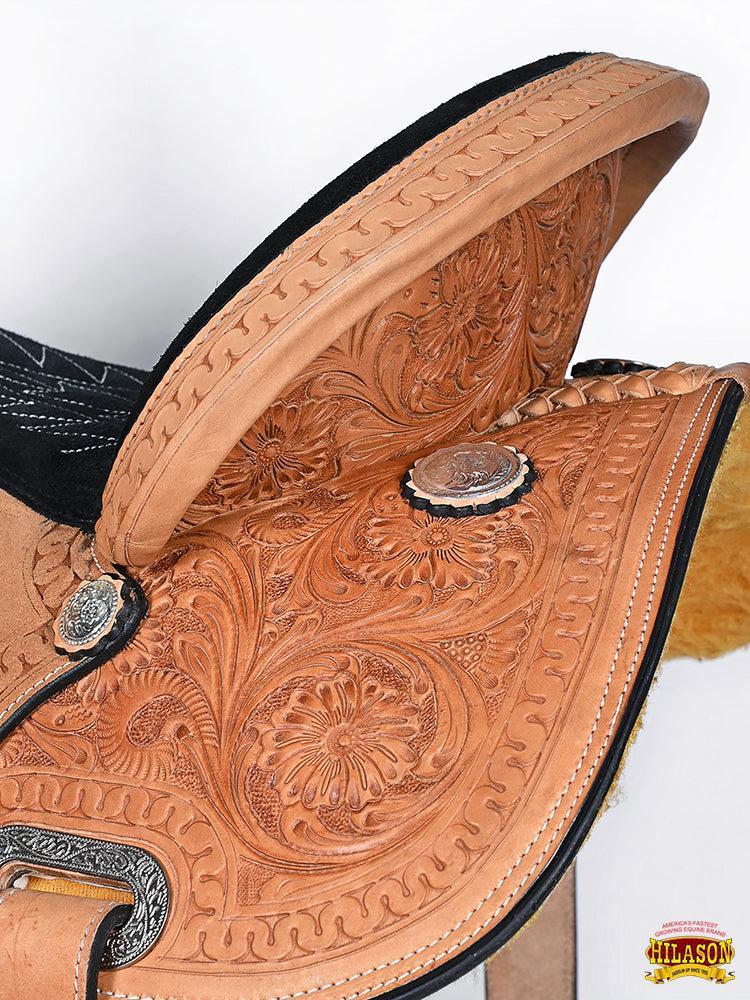 Hilason Tan Leather Western Barrel Racing Saddle