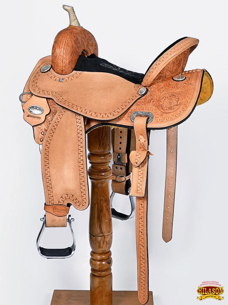 Hilason Tan Leather Western Barrel Racing Saddle