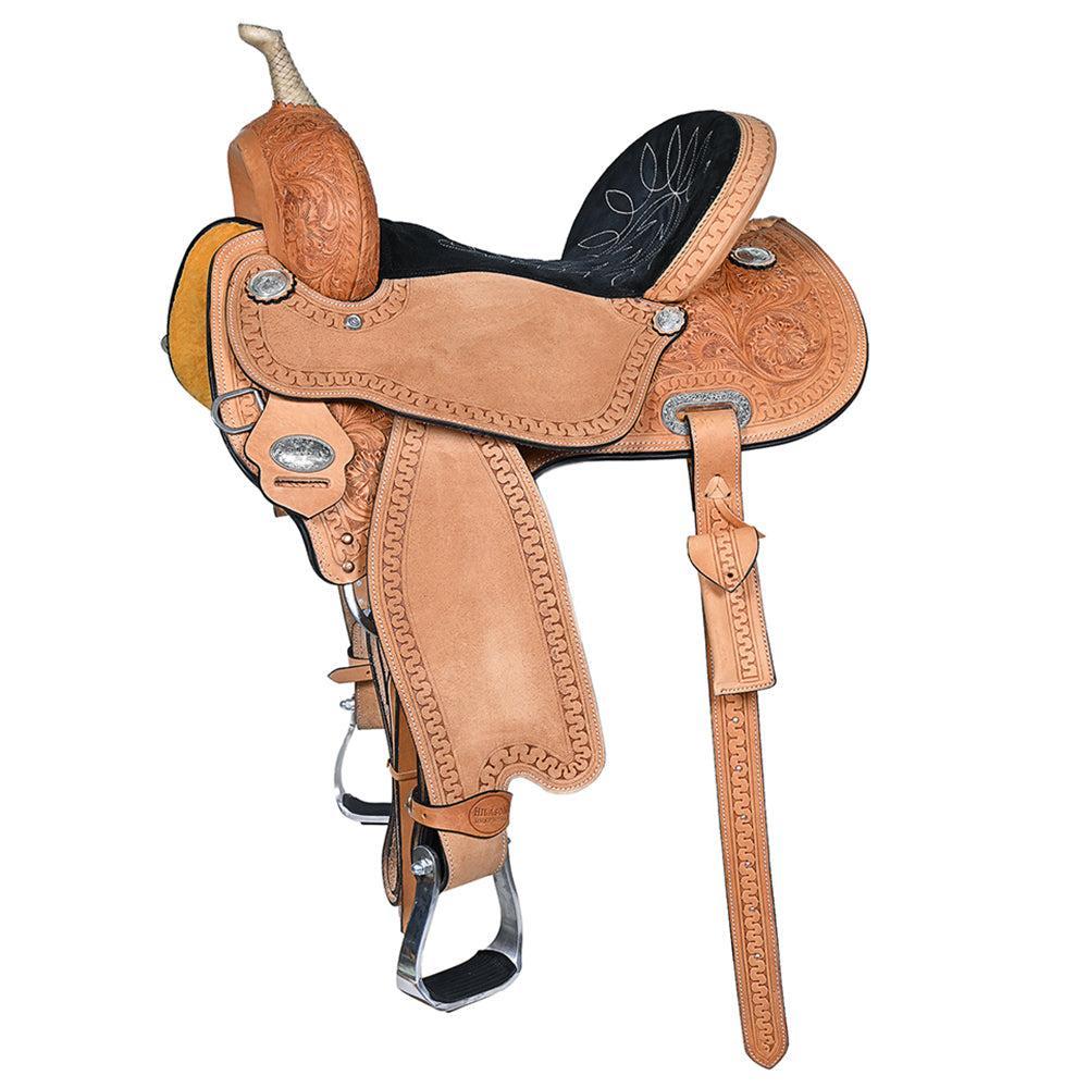 Hilason Tan Leather Western Barrel Racing Saddle