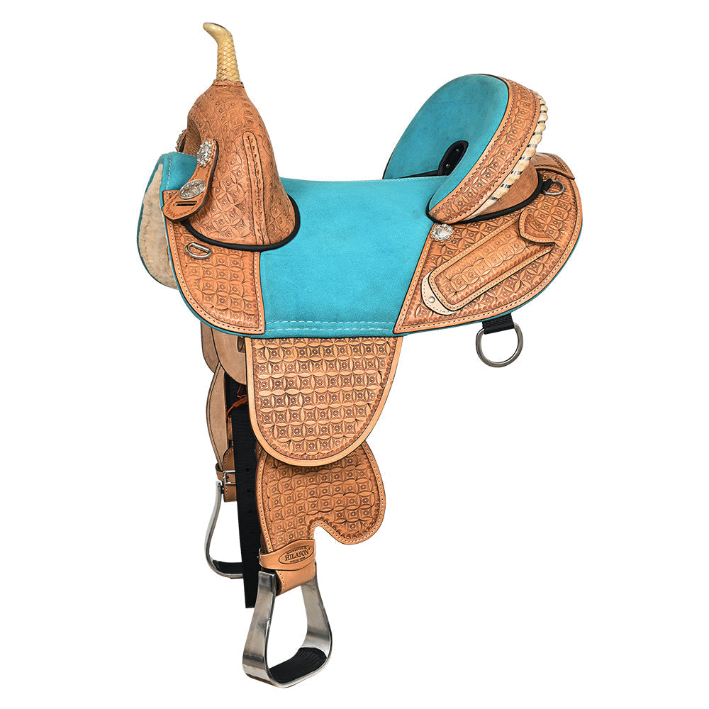 Western Horse Barrel Saddle Treeless American Leather Oiled Hilason