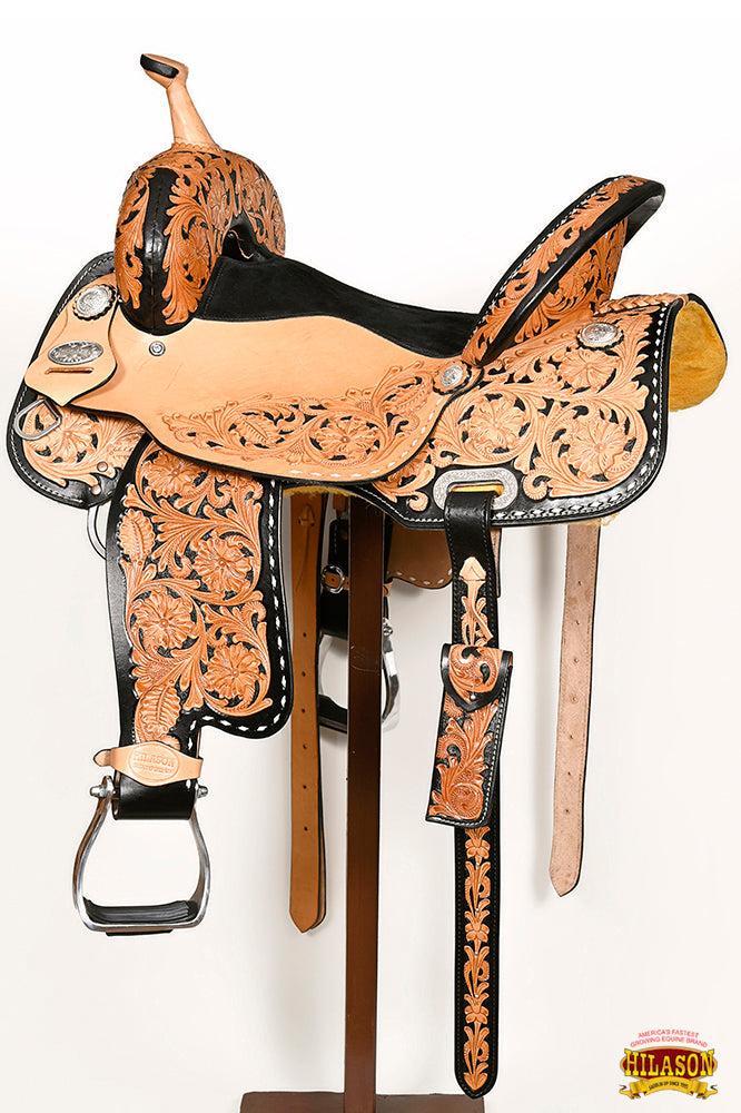 Hilason Western Horse Barrel Racing Trail Pleasure Oiled American Leather Saddle