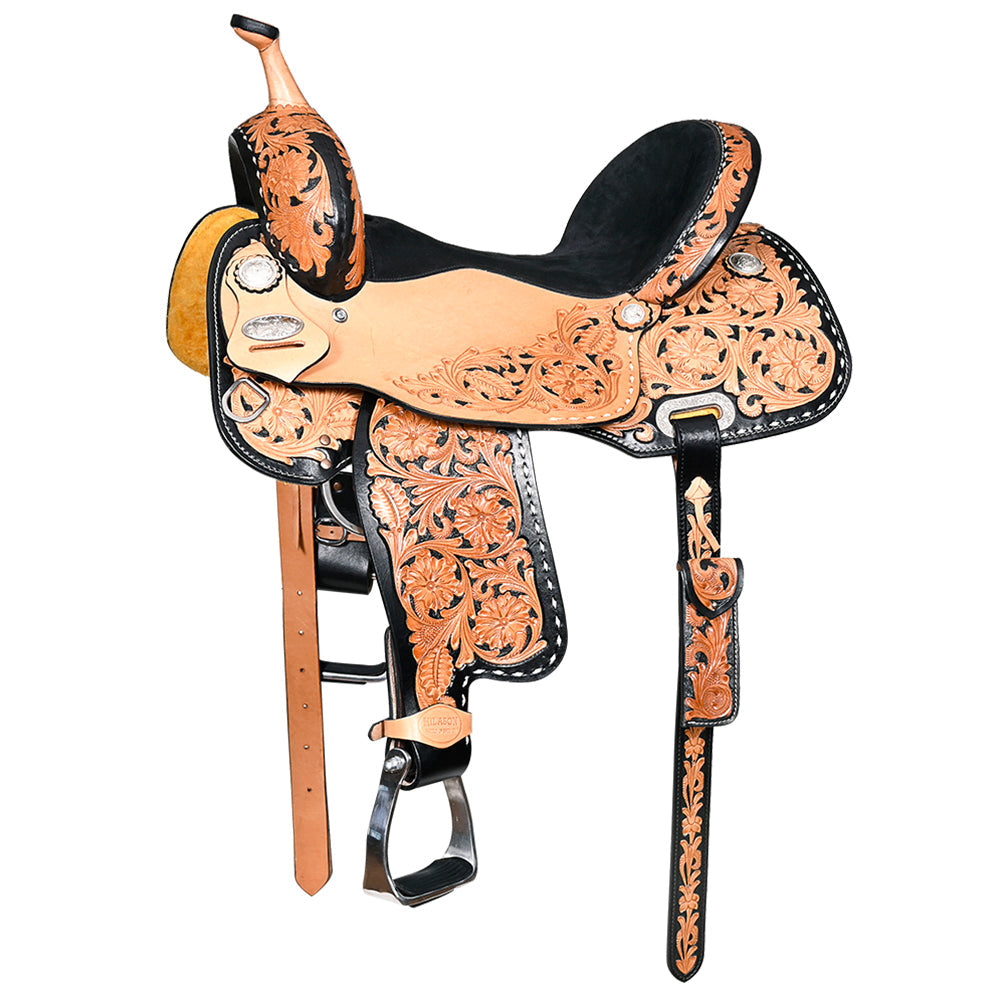 HILASON Western Horse Barrel Racing Saddle Trail American Leather | for Horses