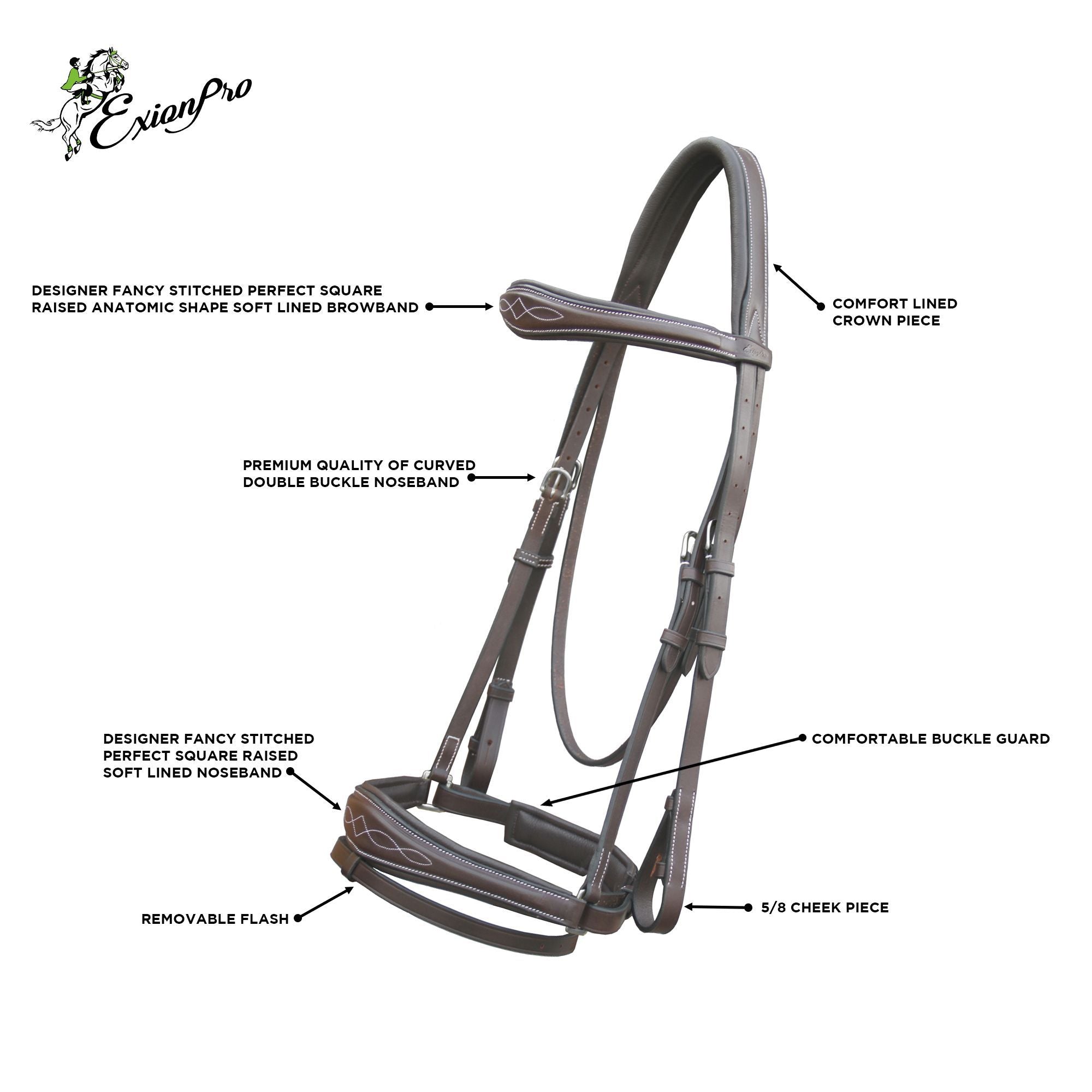 ExionPro Anatomical Dressage Bridle with Reins by Bridles & Reins - alternate view 5