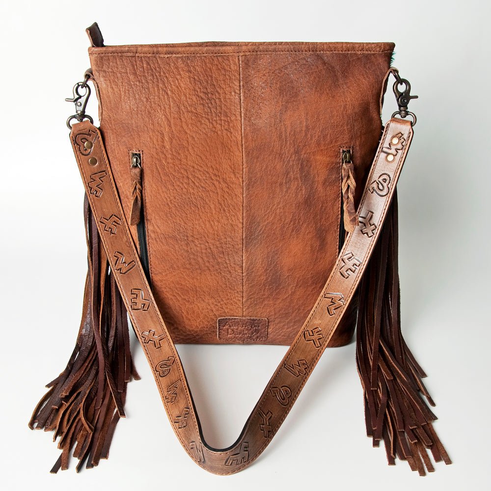 American Darling Messenger Hand Tooled Hair-On Genuine Leather