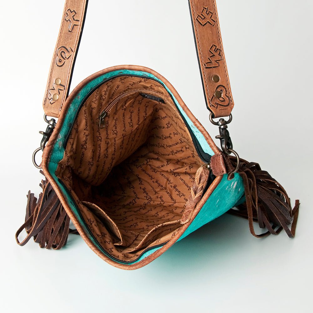 American Darling Messenger Hand Tooled Hair-On Genuine Leather
