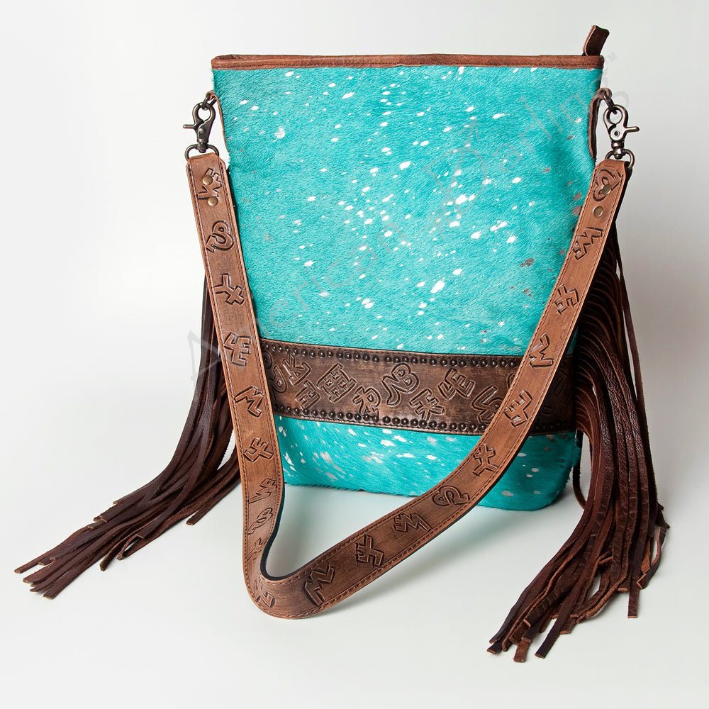 American Darling Messenger Hand Tooled Hair-On Genuine Leather
