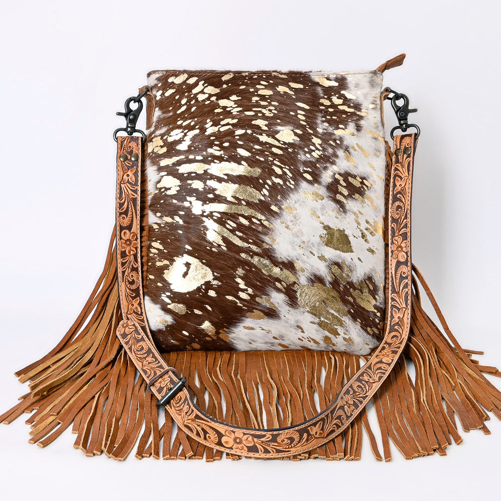 American Darling Messenger Hand Tooled Hair On Genuine Leather Western Women Bag Handbag Purse | Cute