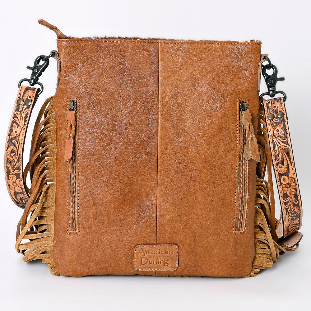 American Darling Messenger Hand Tooled Hair On Genuine Leather Western Women Bag Handbag Purse | Cute