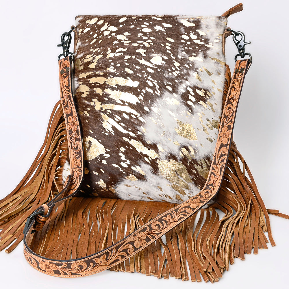 American Darling Messenger Hand Tooled Hair On Genuine Leather Western Women Bag Handbag Purse | Cute